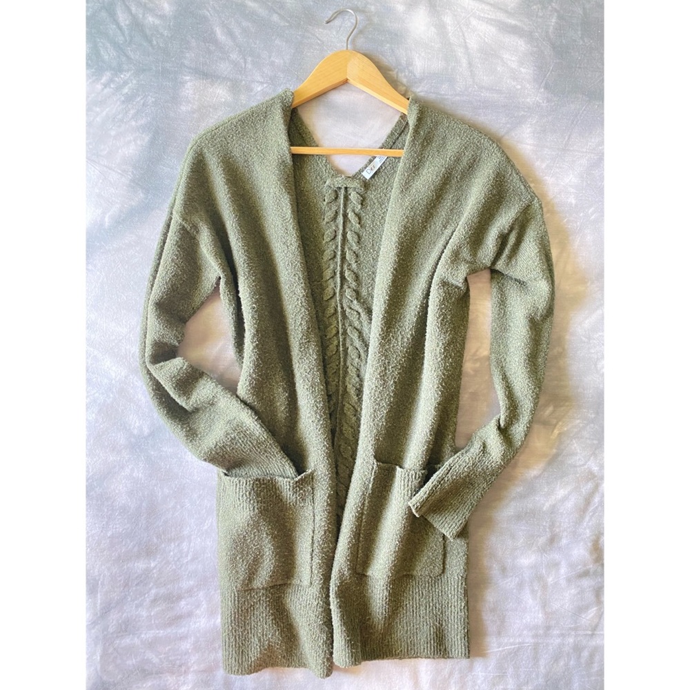 Lace Up Back Olive Cardigan